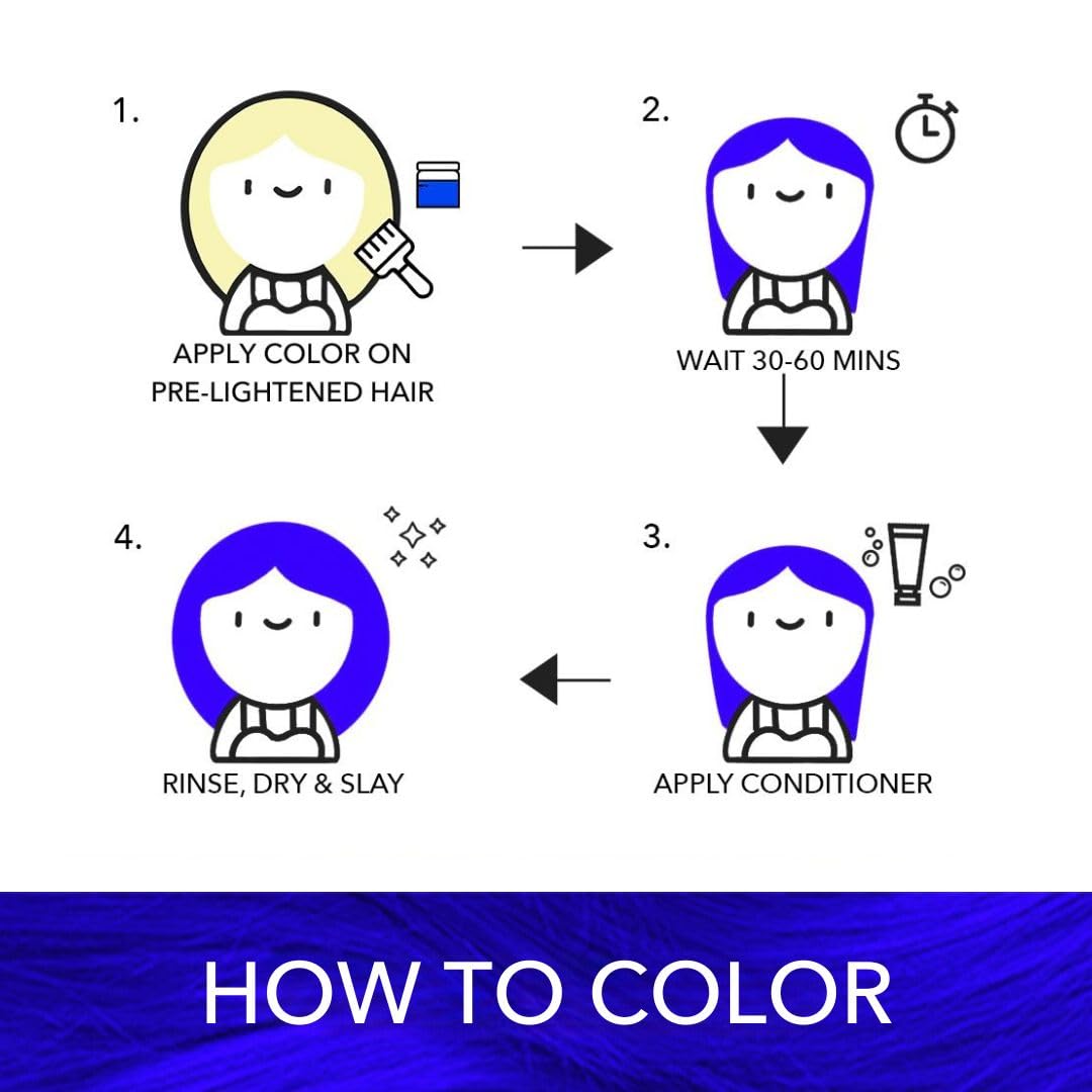 Paradyes Semi-permanent Rudolphi Blue DIY Conditioner Based Hair Colour 120 gm and Lighten Up! Bleach Pack 30 Vol. for all Hair Types – view 4