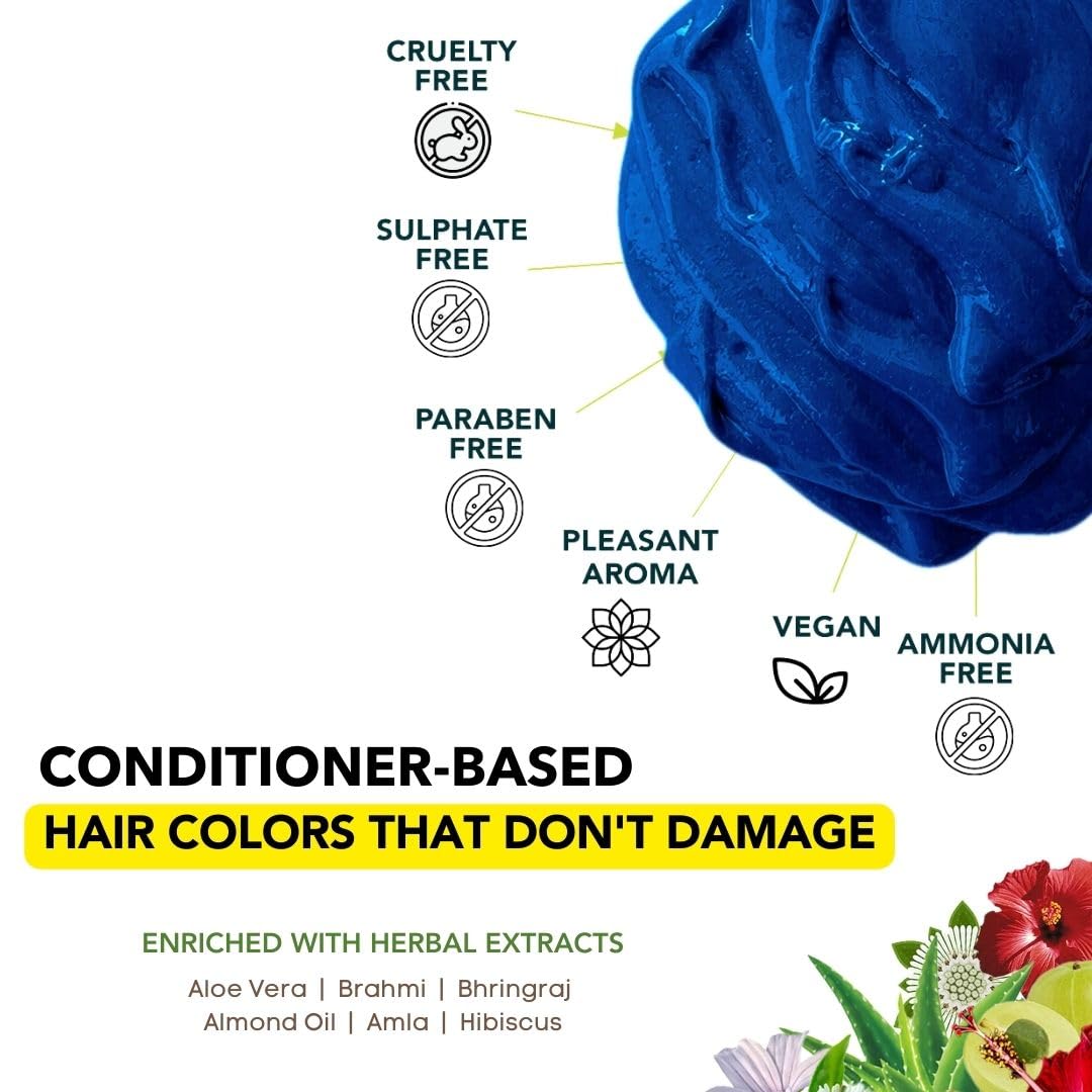 Paradyes Semi-permanent Rudolphi Blue DIY Conditioner Based Hair Colour 120 gm and Lighten Up! Bleach Pack 30 Vol. for all Hair Types – view 6