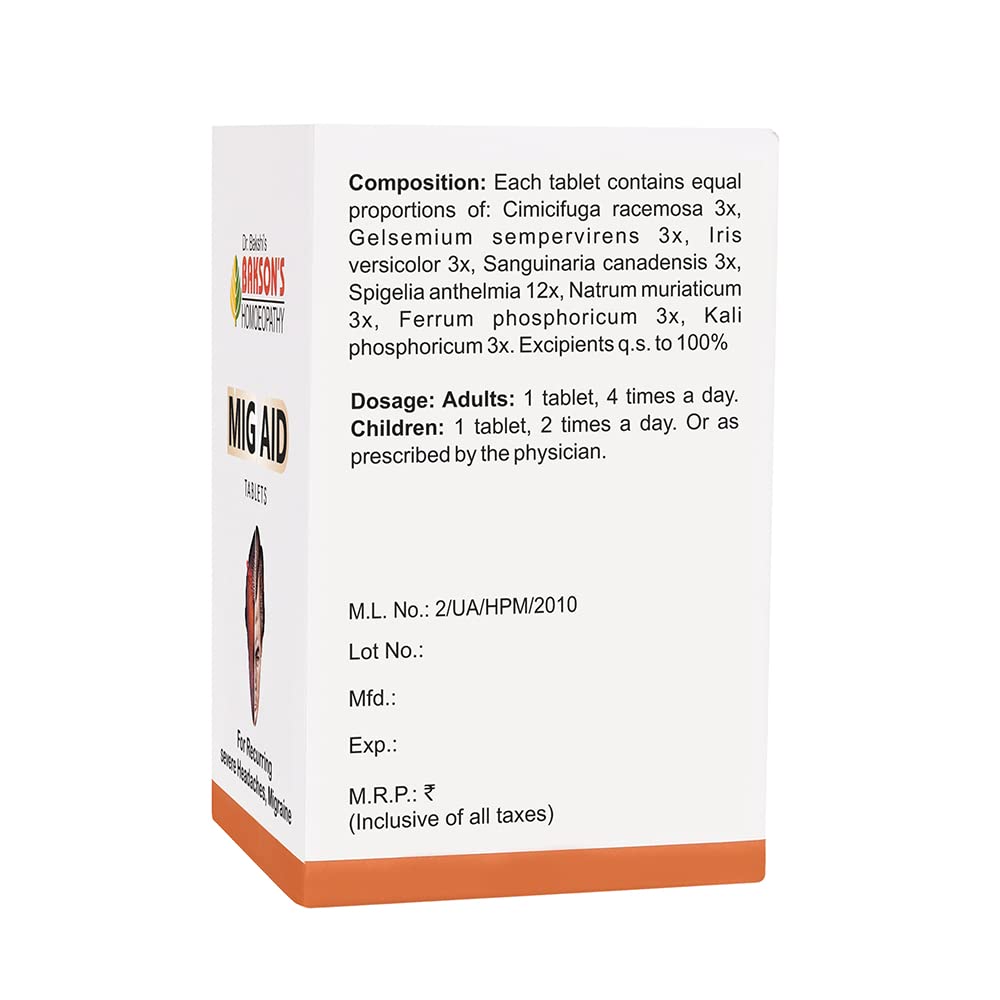 Dr. Bakshi's BAKSON'S HOMOEOPATHY MIG AID TABLETS-75TABS – view 2