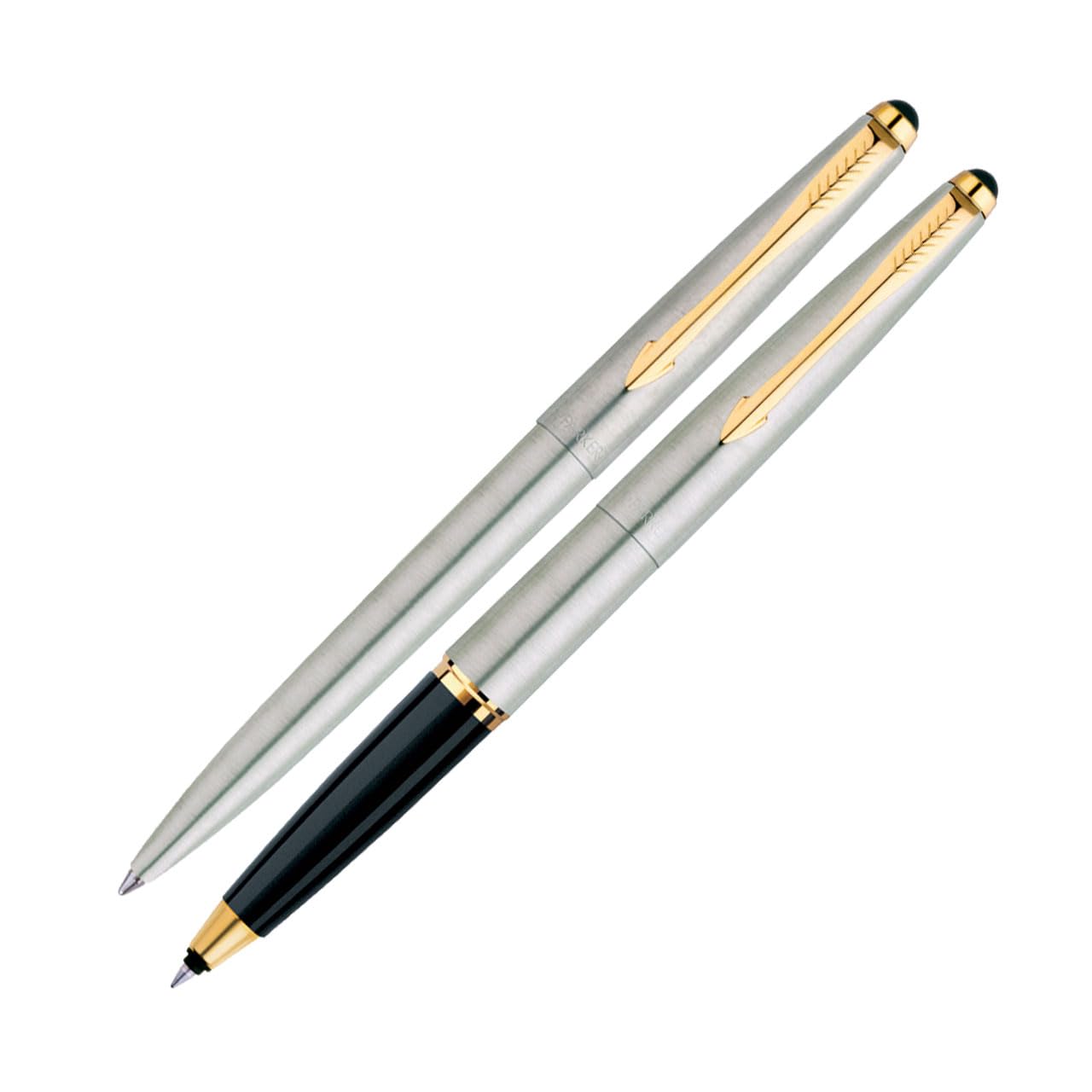 Parker Galaxy Gold Trim Ball Pen with Free Card Holder (Stainless Steel) – view 2