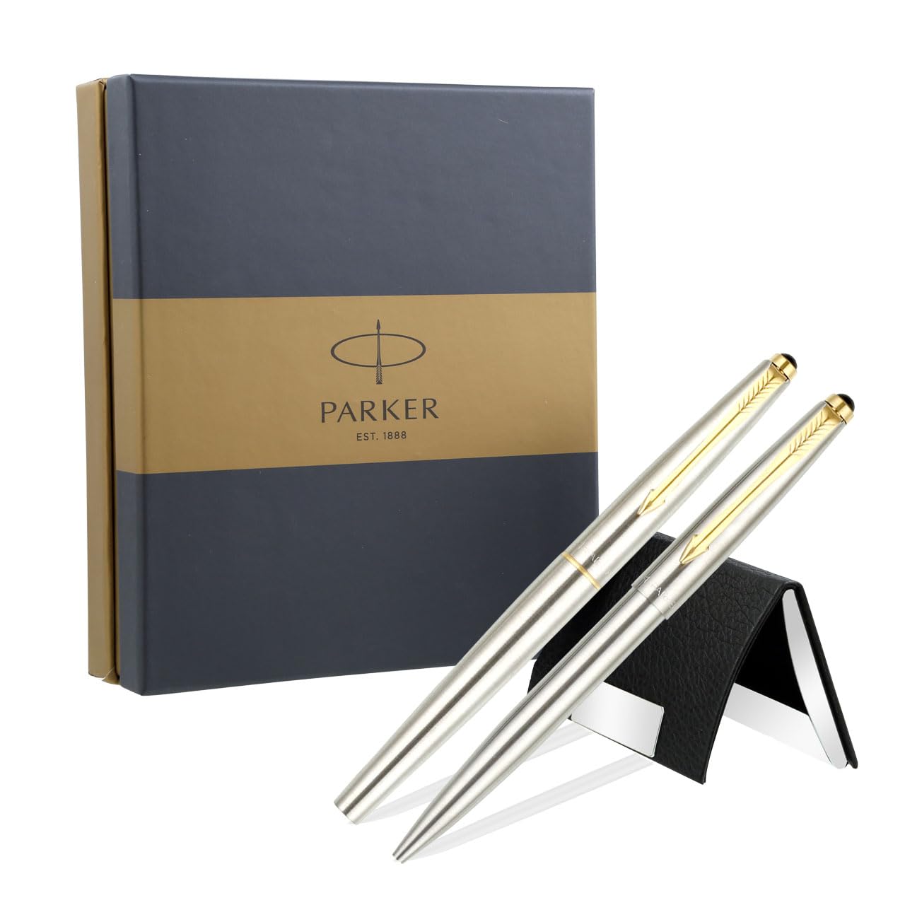 Parker Galaxy Gold Trim Ball Pen with Free Card Holder (Stainless Steel) – view 5