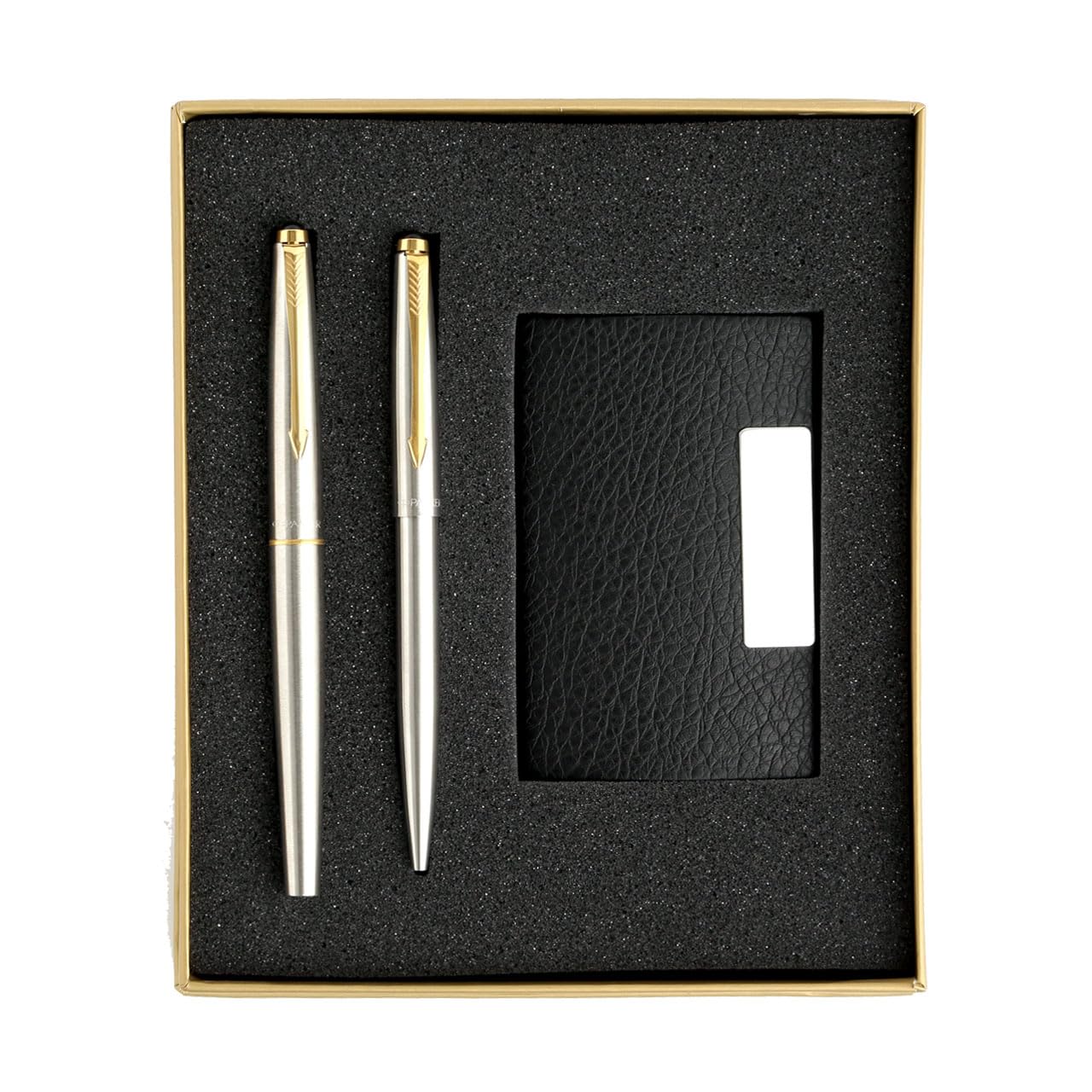 Parker Galaxy Gold Trim Ball Pen with Free Card Holder (Stainless Steel) – view 6