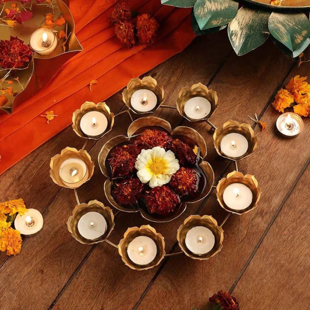 Urli Bowl Diya Shape Flower Decorative Tealight for Home Diwali Handcrafted Bowl for Floating Flowers and Tea Light Candles Home – view 6
