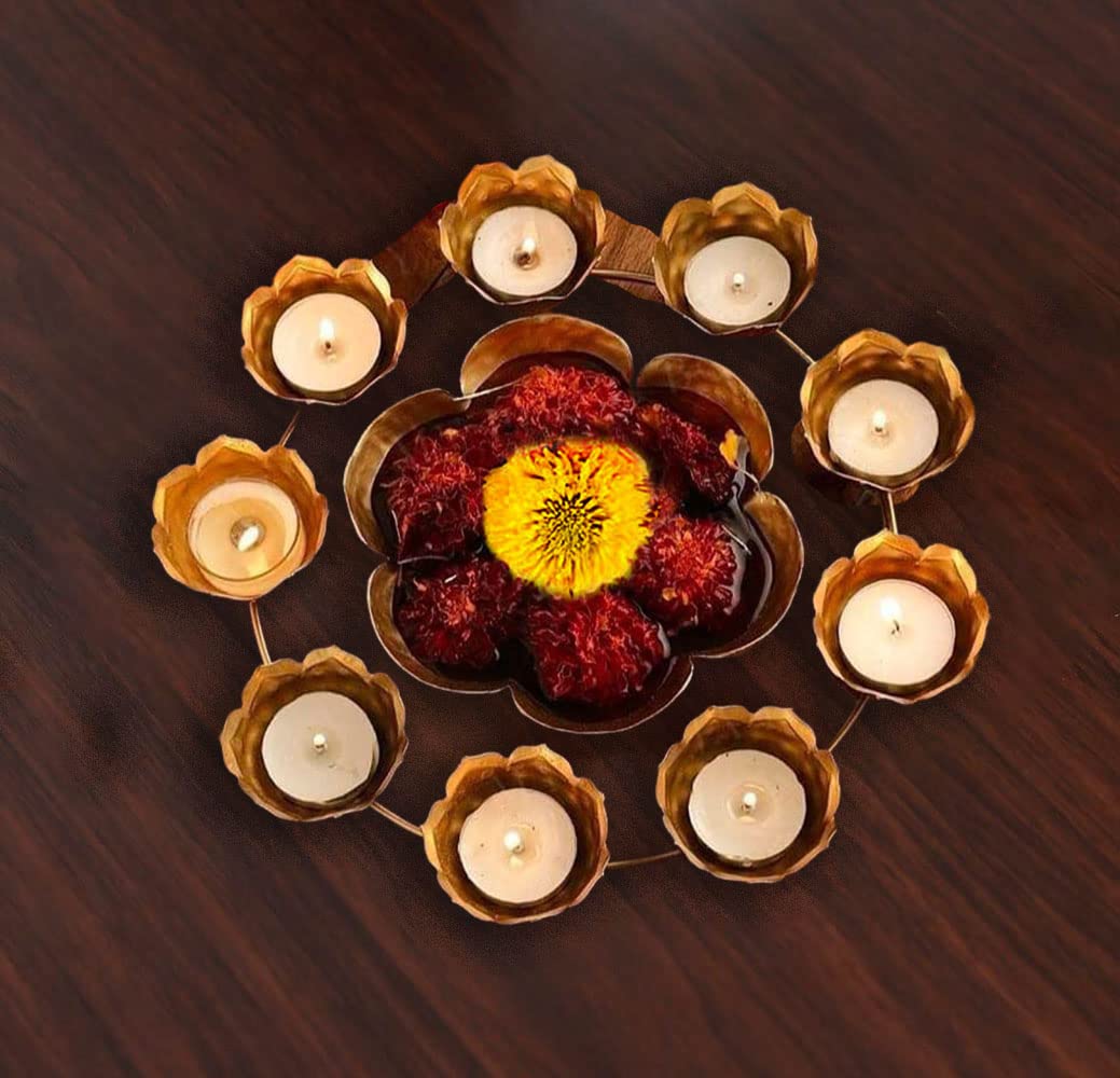 Urli Bowl Diya Shape Flower Decorative Tealight for Home Diwali Handcrafted Bowl for Floating Flowers and Tea Light Candles Home – view 8