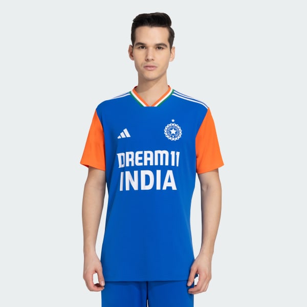 adidas Team India bright blue regular-fit cricket jersey for men