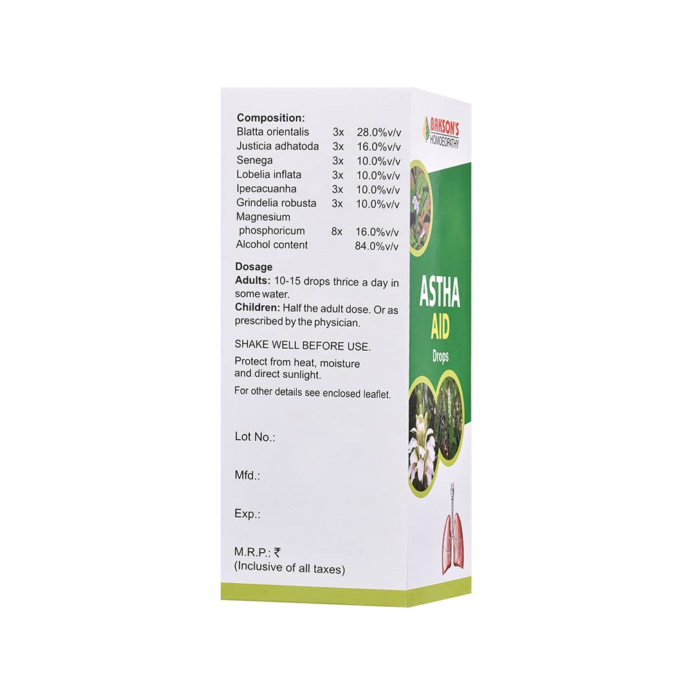 Dr. Bakshi's BAKSON'S HOMOEOPATHY Astha Aid Drops (100 ml) – view 2