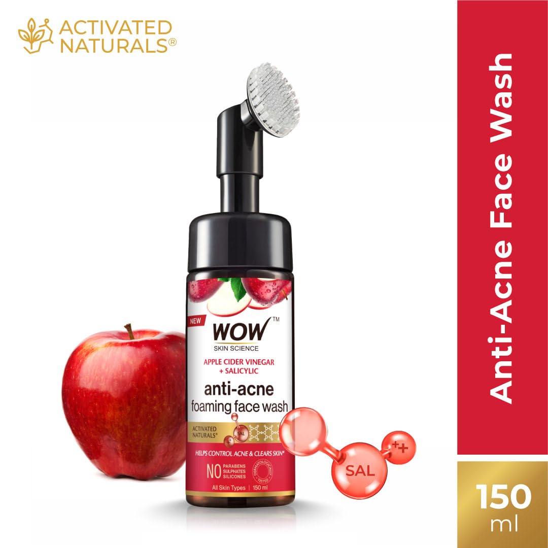 WOW Skin Science Apple Cider Vinegar Foaming Face Wash - No Parabens, Sulphate & Silicones (with built-in brush) – view 3