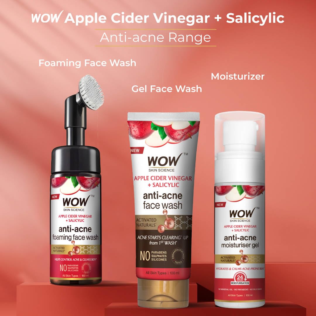 WOW Skin Science Apple Cider Vinegar Foaming Face Wash - No Parabens, Sulphate & Silicones (with built-in brush) – view 7