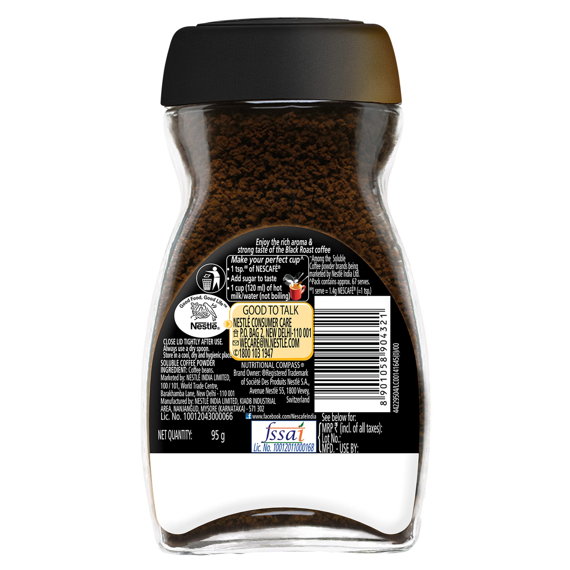 Nescafe Classic Black Roast Instant Coffee, 90g /95g Jar, Rich & Dark – view 3