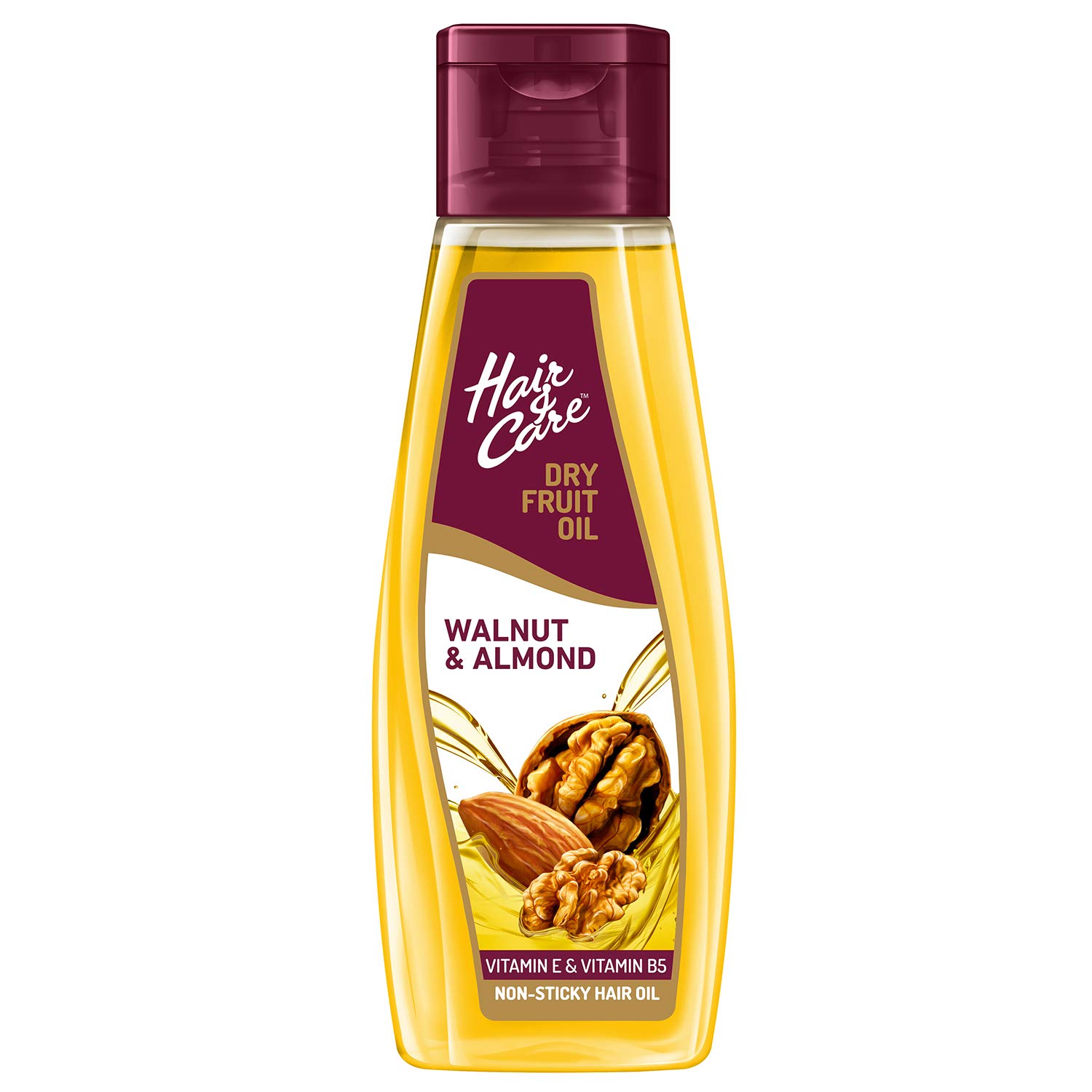 Hair & Care hair oil bottle with almond non-sticky formula