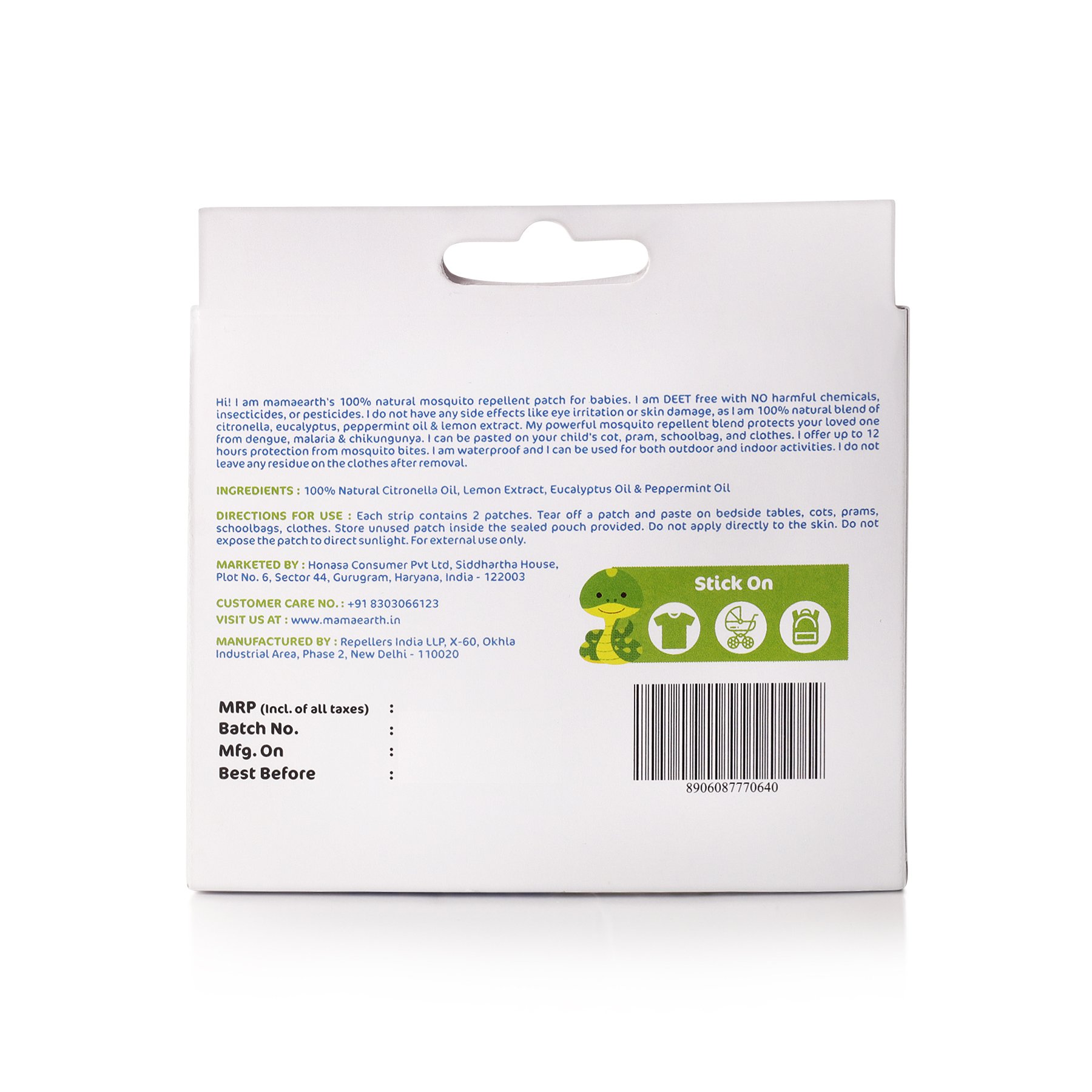 Mamaearth Natural Repellent Mosquito Patches For Babies with 12 Hour Protection,White,Pack of 1 – view 3