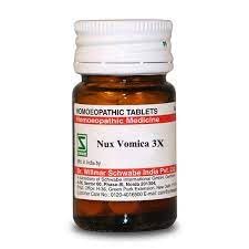 Front view of Dr. Willmar Schwabe India Nux Vomica Tablet 3X bottle
