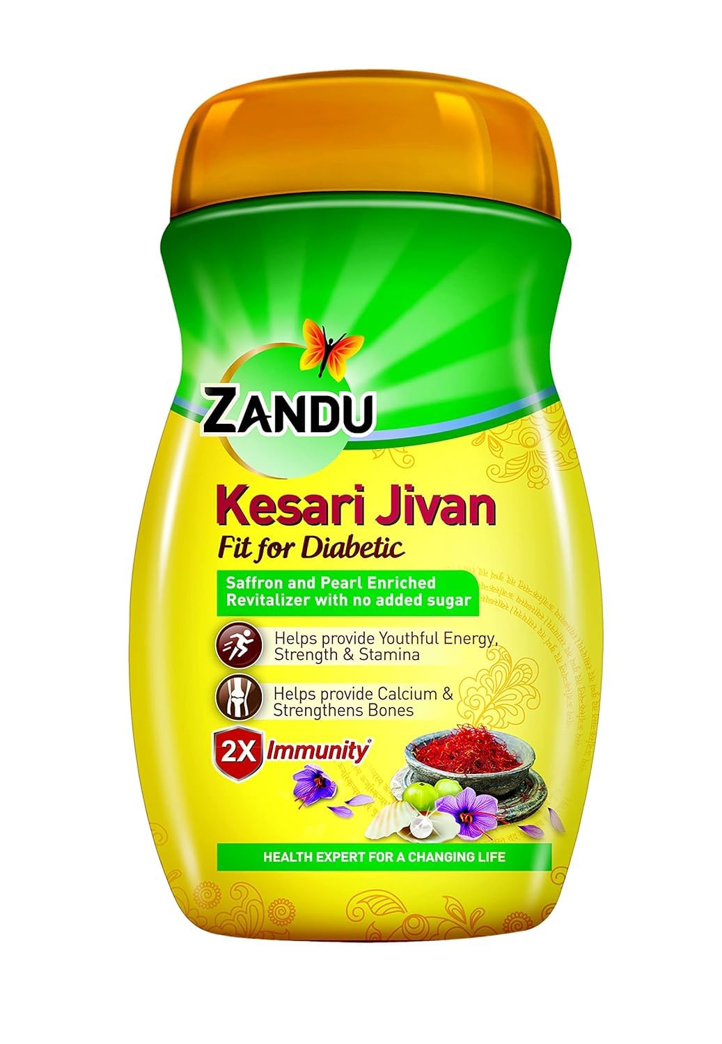 Zandu Kesari Jivan Sugar Free (No Added Sugar) Chyawanprash - 450G With Anti Age Action Formula| Clinically Tested Suitable For Diabetic