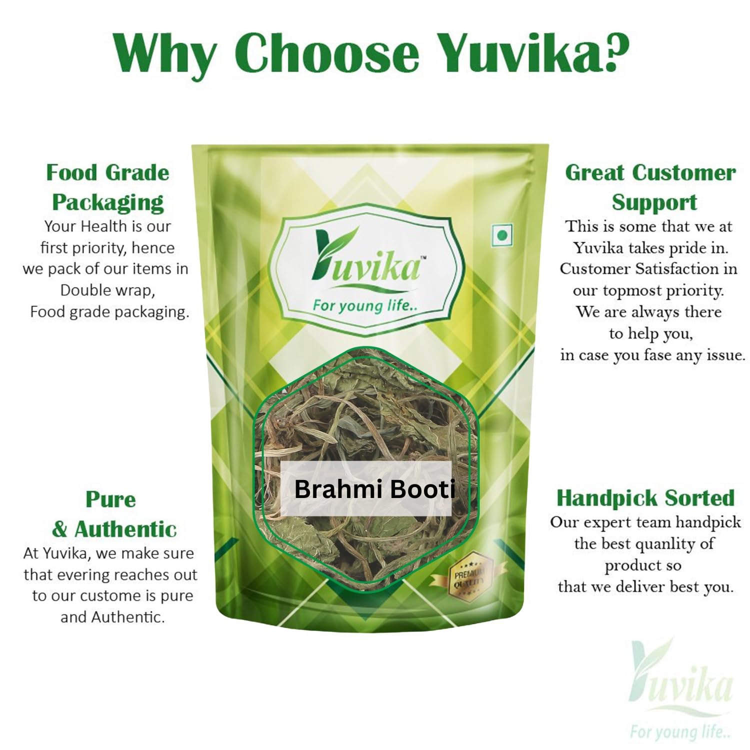 YUVIKA Brahmi Booti - Gotu Kola - Bacopa Monnieri Linn - Indian Pennywort 100 Grams – view 3