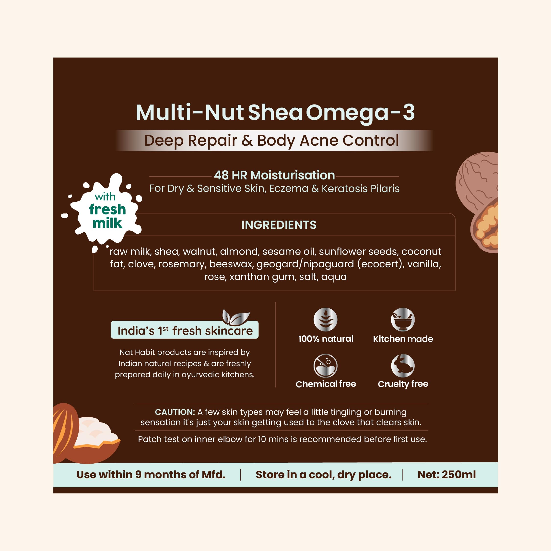 Nat Habit Fresh Whipped Body Lotion, Fresh Malai Lotion Multi-Nut Shea Omega 3, For Deep Skin Repair, Hydration, Body Acne Control & 48 Hours Moisture, 250 ml (Pack of 1) – view 4