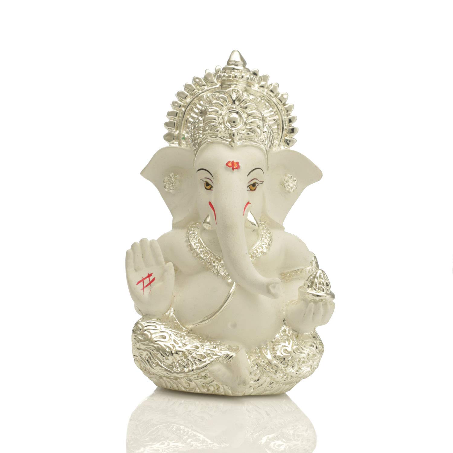 Collectible India Ganesha Idol Silver Plated Ganesh for Car Dashboard Statue Ganpati Figurine Luck & Success Diwali Gifts Home Decor (Size: 3.5 x 2 inches) – view 2