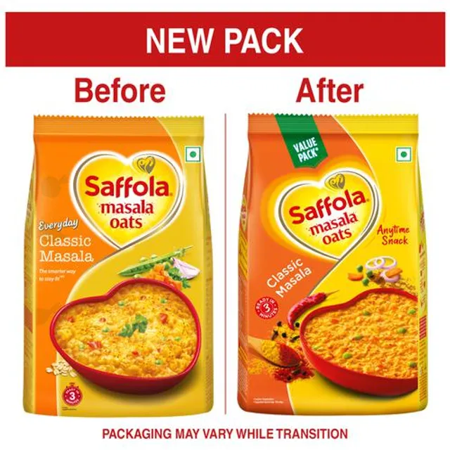 Saffola Oats - Tasty Evening Snack, Fibre Rich, Classic Masala, 1 kg Pouch – view 9