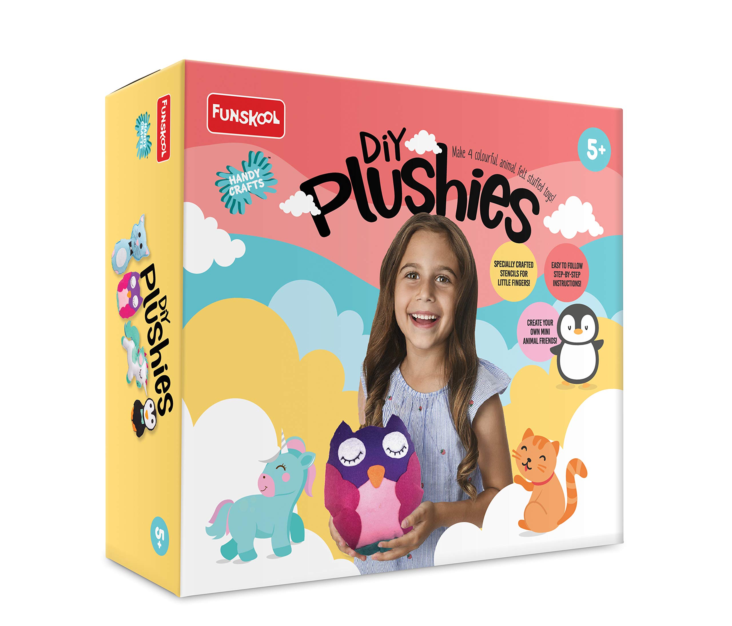 Multicolour DIY plushie animal craft kit for kids ages 5+