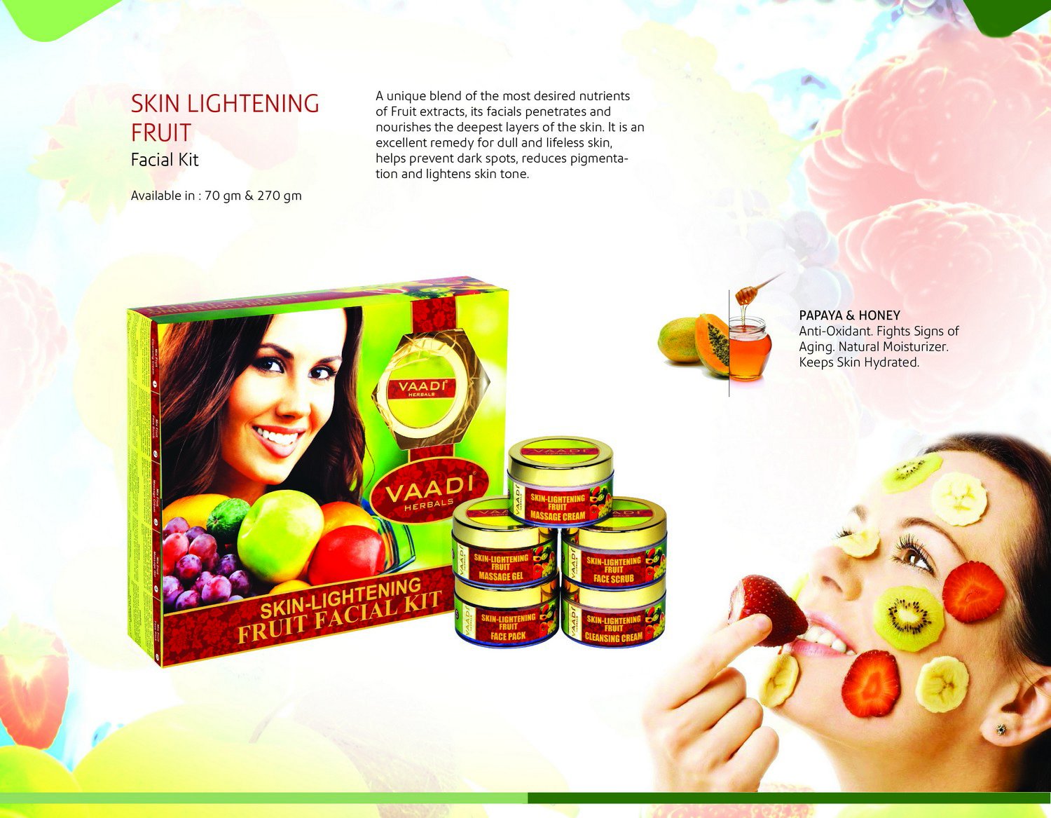 Vaadi Herbals Skin Lightening Fruit Facial Kit, 270g – view 3