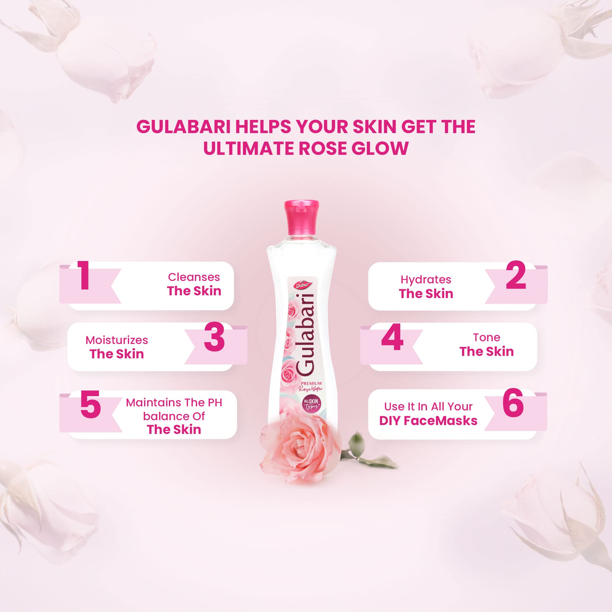 Dabur Gulabari Premium Rose Water/Face Toner - 400ml – view 4