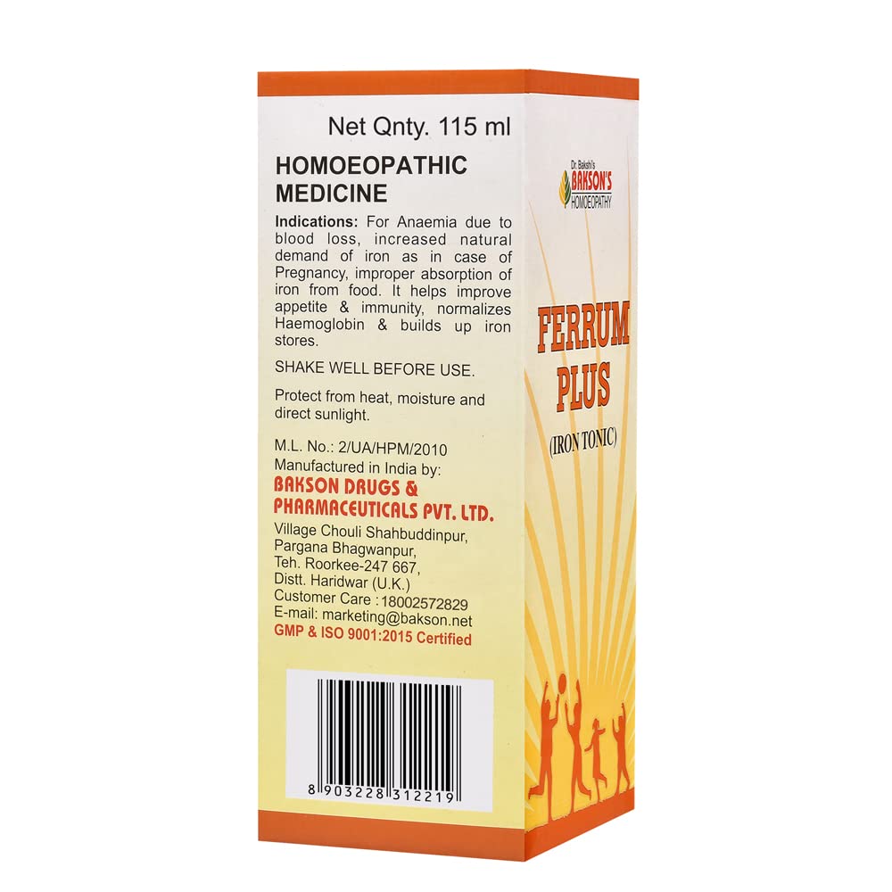 Dr. Bakshi's BAKSON'S HOMOEOPATHY Ferrum Plus Syrup 115ml_Pack Of 2 – view 2