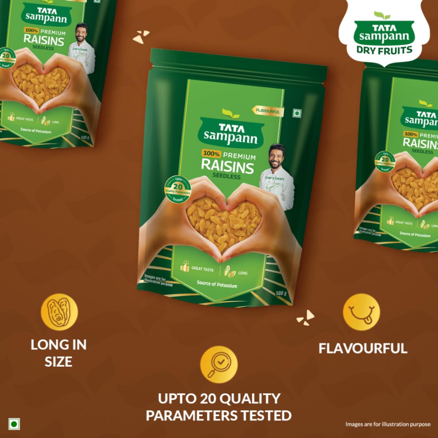 Tata Sampann Pure Raisins Seedless, Kishmish, 500g, Source Of Potassium, Premium Dry Fruits, Green Raisins – view 3