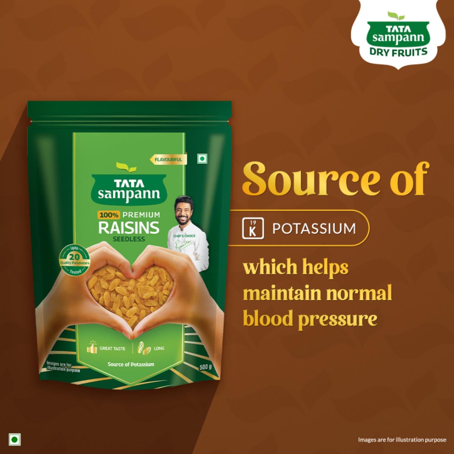 Tata Sampann Pure Raisins Seedless, Kishmish, 500g, Source Of Potassium, Premium Dry Fruits, Green Raisins – view 4