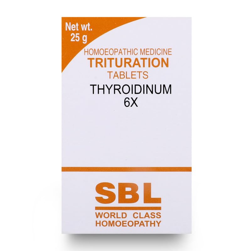 SBL Thyroidinum 6X 25GM product pack showing tablet format