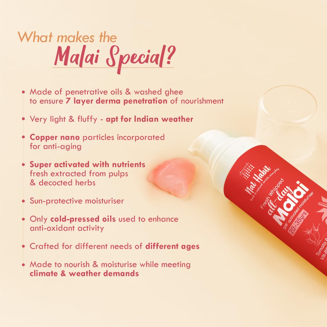 Nat Habit All-Day Face Moisturizer Fresh Whipped Tomato Rosehip Vit-BEC Youth Anchor Face Malai For Sun Protection In Hot and Dry Weather (Ages 20-35) - 30g – view 6
