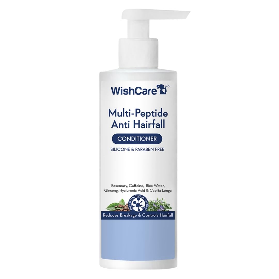 WishCare multi peptide conditioner bottle with rice water and rosemary
