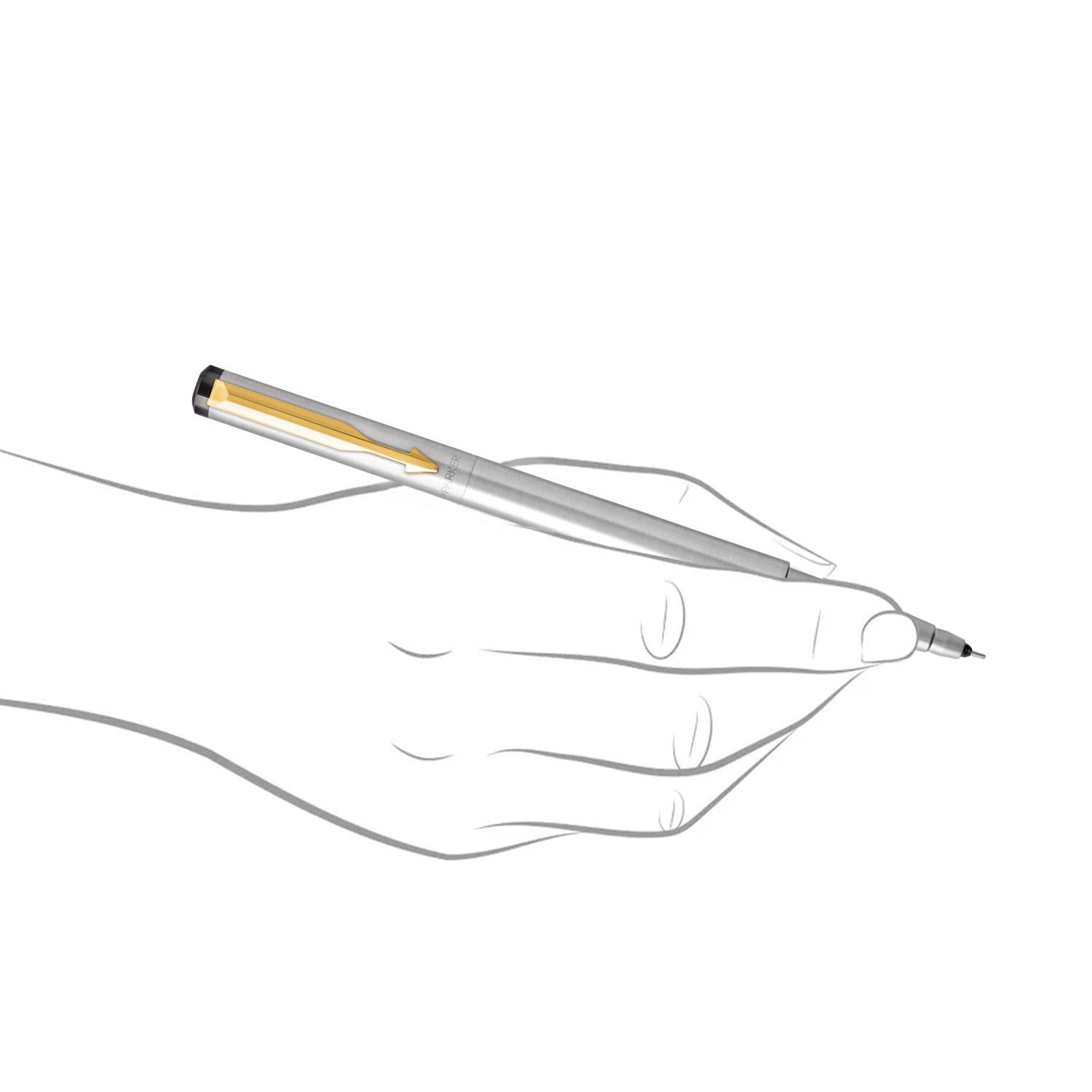 Parker Vector Stainless Steel Gold Trim Roller Ball Pen – view 3