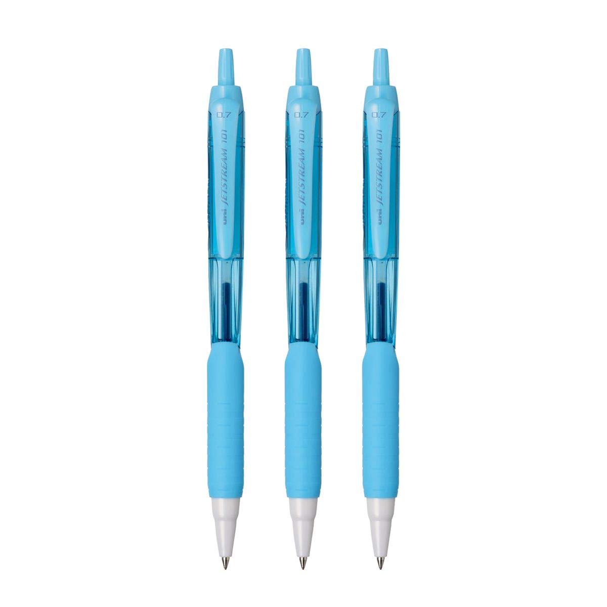 Uniball Jetstream SXN-101FL-07 Roller Ball Pen | Aqua Body, Blue Ink, Pack of 3