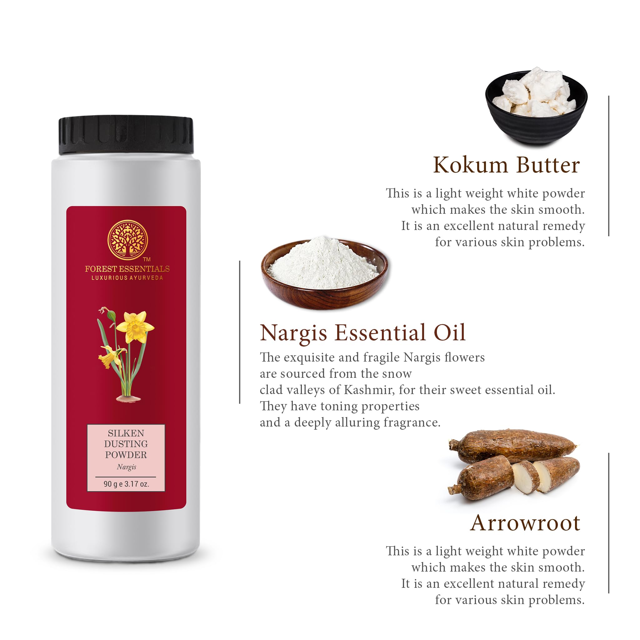 Forest Essentials Silken Dusting Powder, Nargis, 90g – view 3