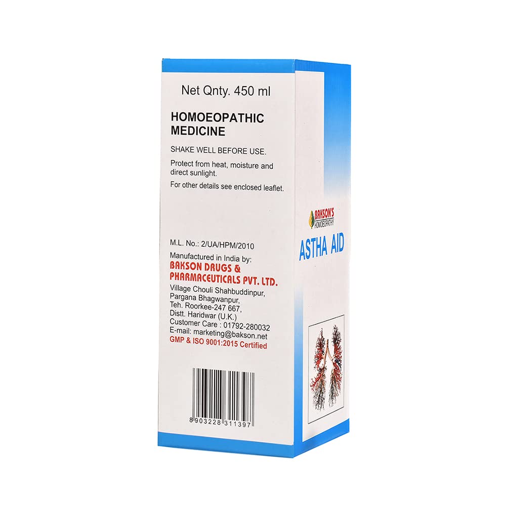 Dr. Bakshi's BAKSON'S HOMOEOPATHY Astha Aid Syrup (450ml) – view 3