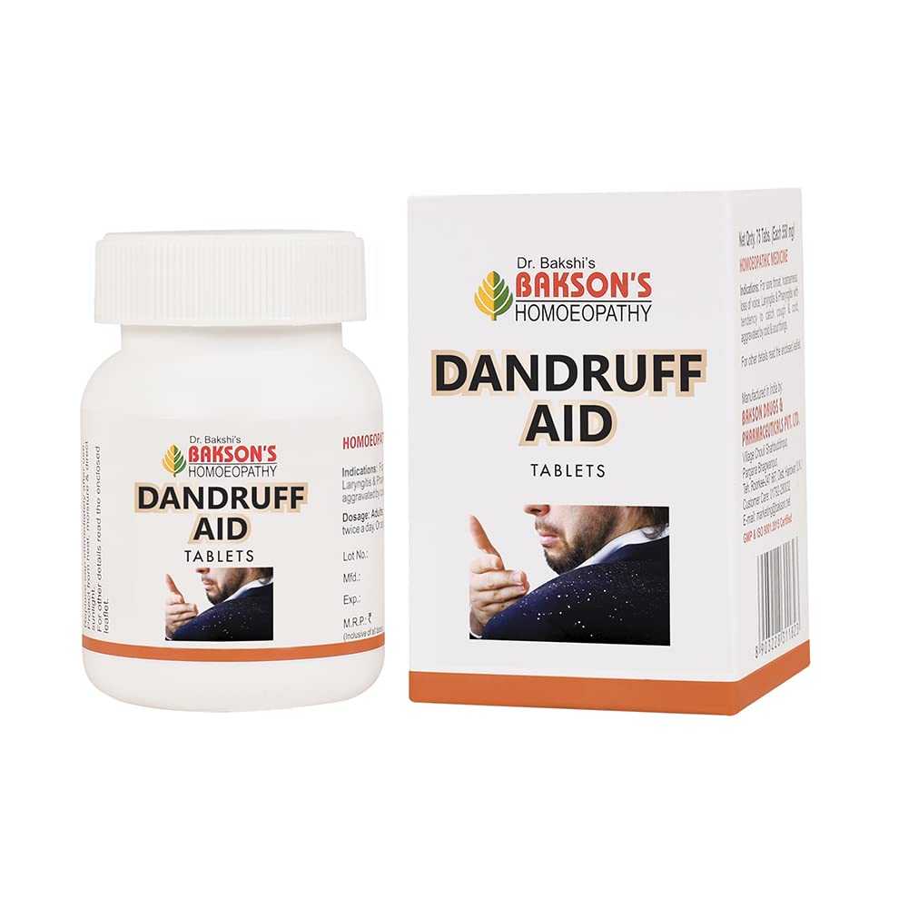Front view of Bakson's dandruff aid tablets 75-tablet bottle