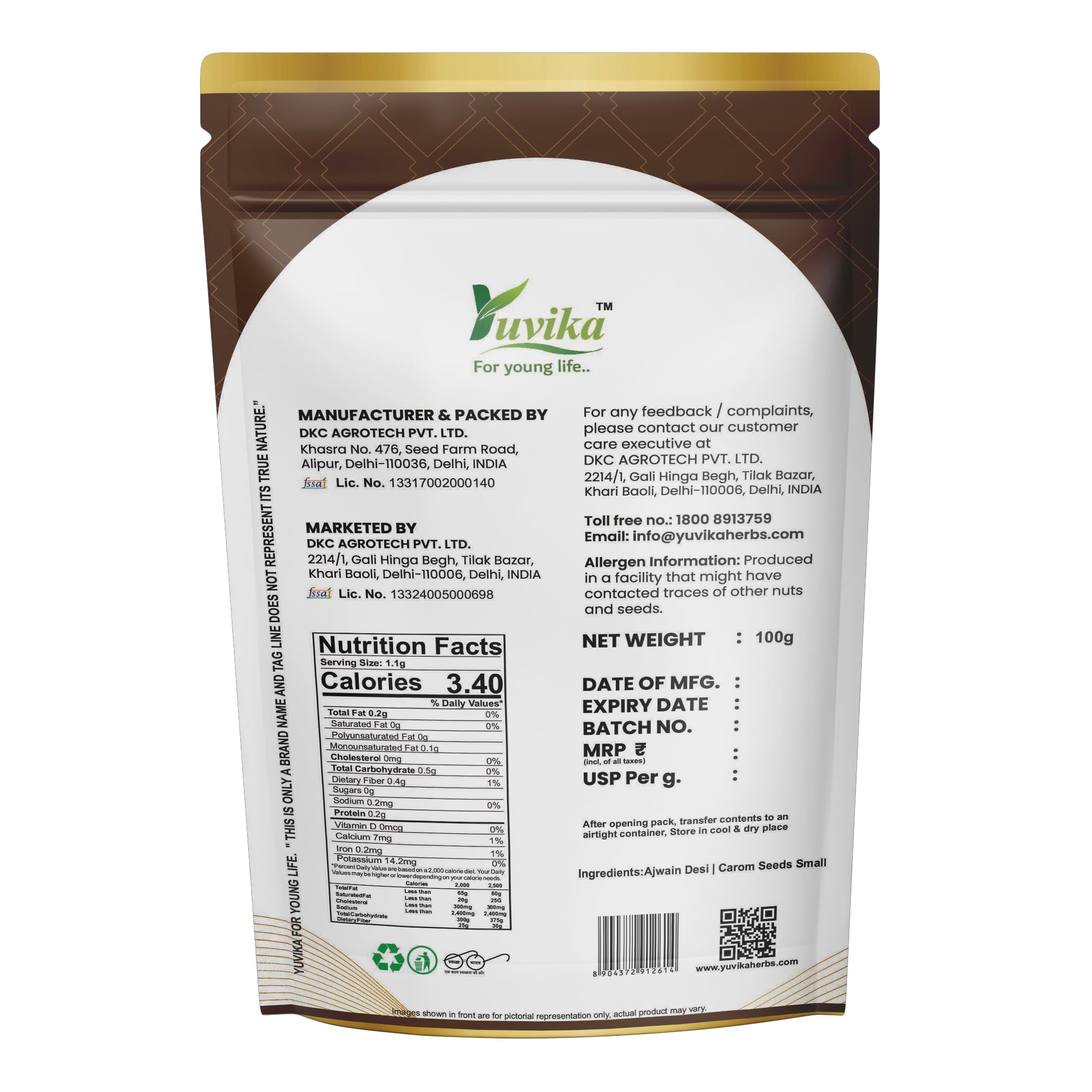 YUVIKA Ajwain Desi Barik - Carom Copticum - Carom Seeds Small (100 Grams) – view 3