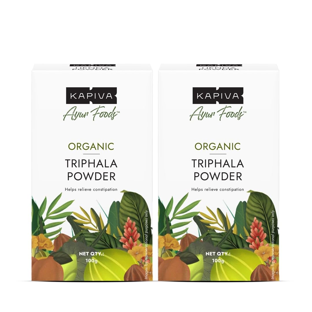 Front view of Kapiva Organic Triphala Powder pack of 2