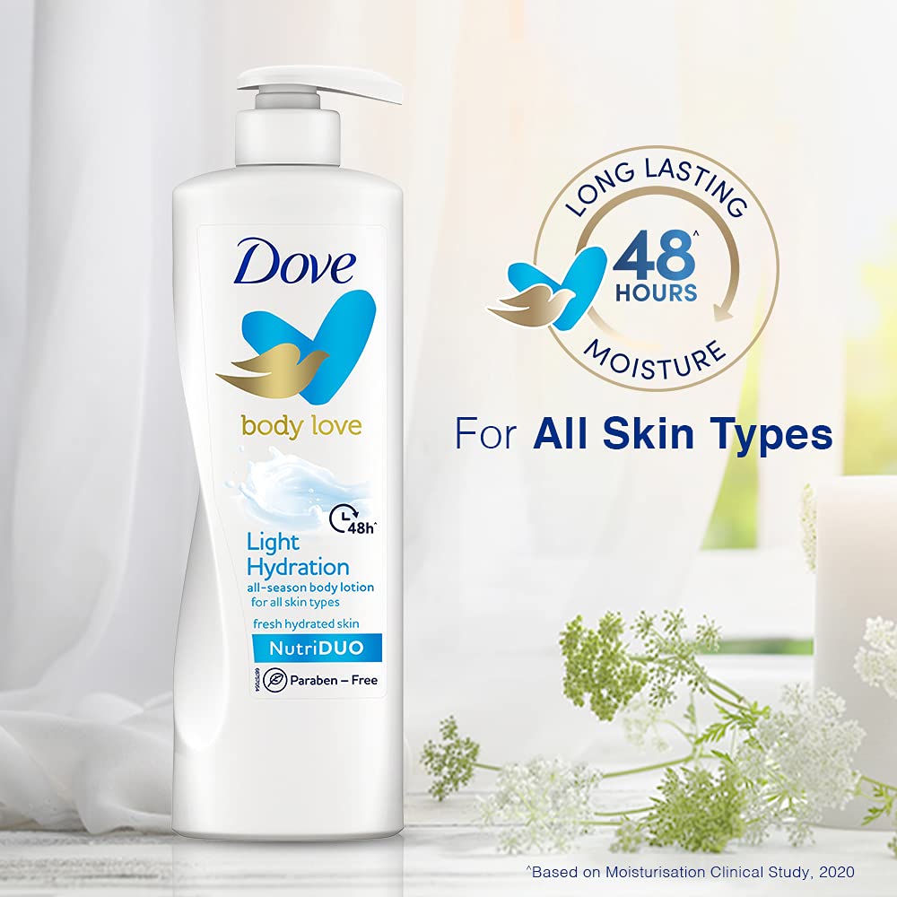 Dove Body Love Light Hydration Body Lotion For All Skin Types Paraben Free, 48hrs Moisturisation with Plan Based moisturiser, Fresh Hydrated Skin 400ml – view 3