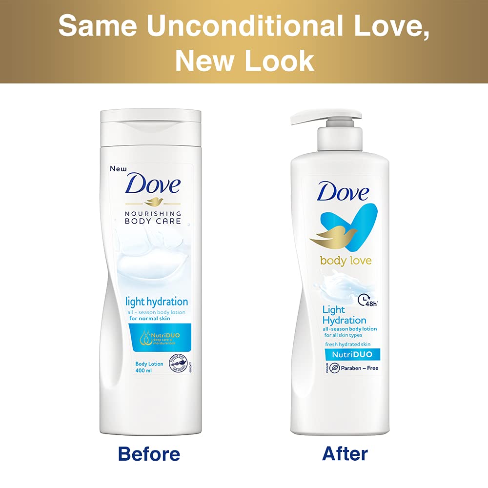 Dove Body Love Light Hydration Body Lotion For All Skin Types Paraben Free, 48hrs Moisturisation with Plan Based moisturiser, Fresh Hydrated Skin 400ml – view 6