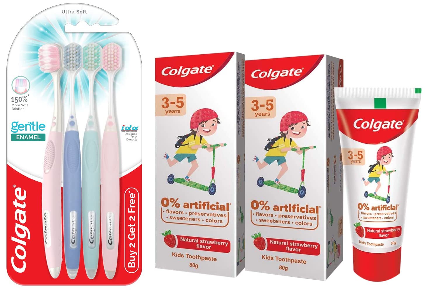 Colgate kids toothpaste and gentle enamel toothbrush set in multicolor