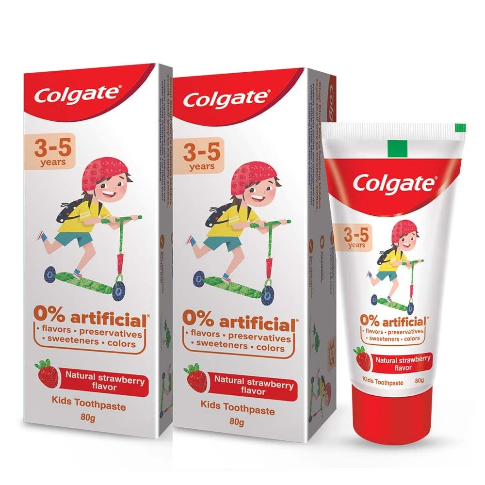 Colgate Kids Anticavity Toothpaste for 3-5 Years, 160g (80g x 2), Natural Strawberry Flavour, 0% Artificial Substances & Colgate Gentle Enamel Ultra Soft Bristles, 4 Pcs (Buy2 Get 2),Multicolor – view 2