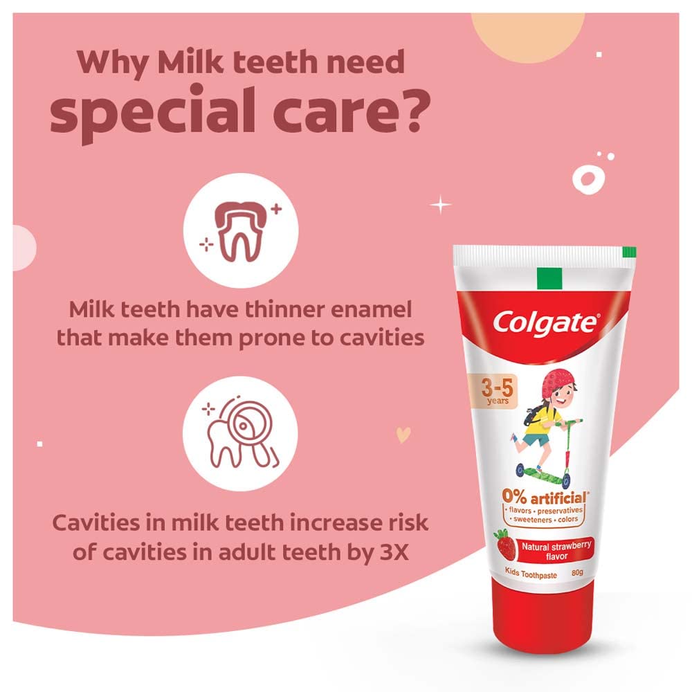 Colgate Kids Anticavity Toothpaste for 3-5 Years, 160g (80g x 2), Natural Strawberry Flavour, 0% Artificial Substances & Colgate Gentle Enamel Ultra Soft Bristles, 4 Pcs (Buy2 Get 2),Multicolor – view 4