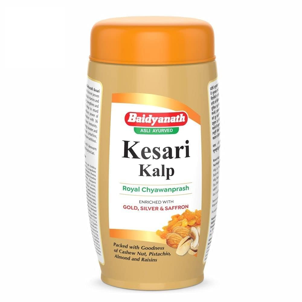 Front pack of Baidyanath Kesari Kalp Royal Chyawanprash bottle