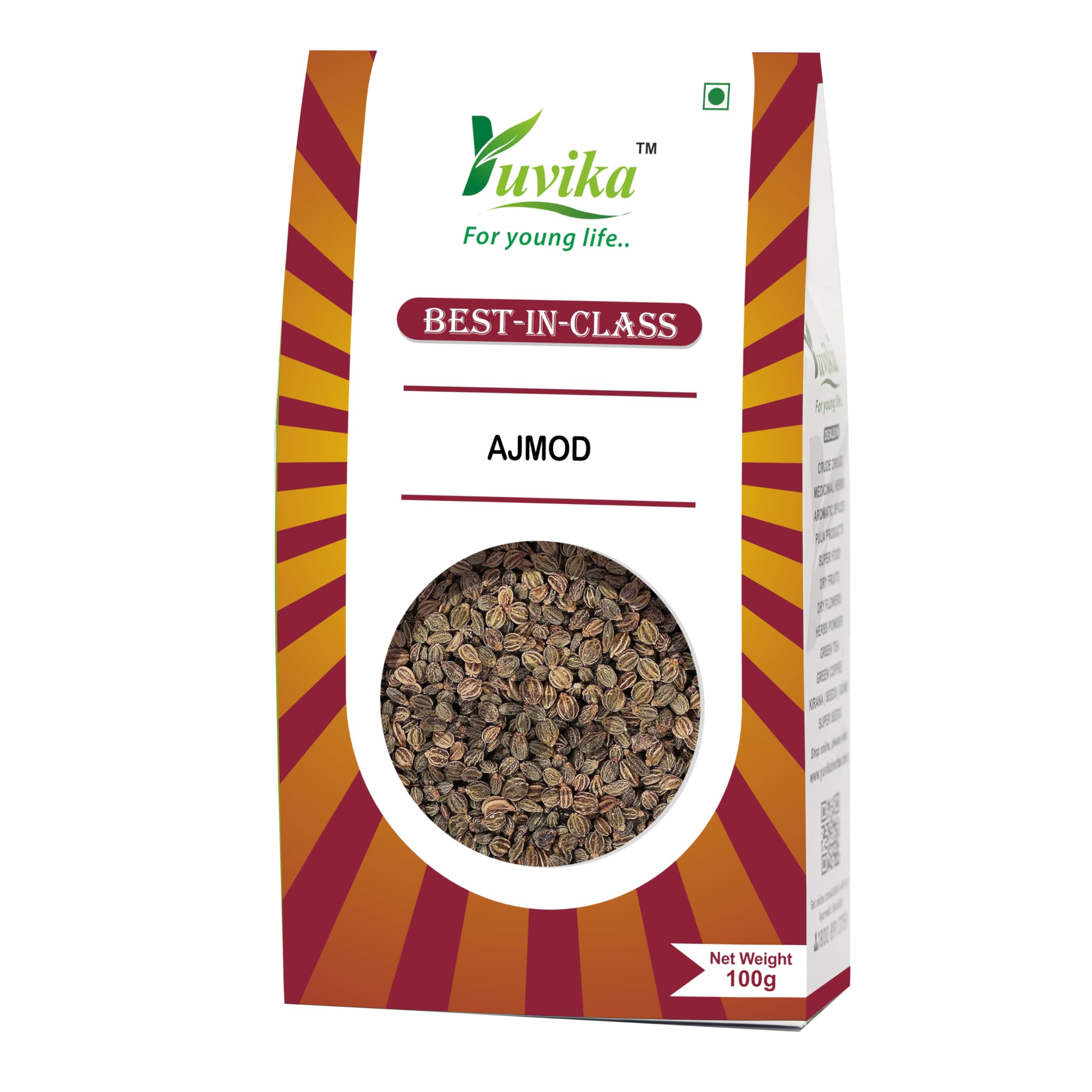 Yuvika Indian stone parsley ajmod seeds in 100 gram pack