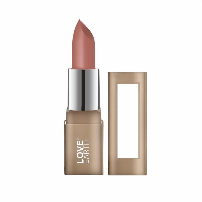 Love Earth satin matte lipstick tube in Maple Syrup shade
