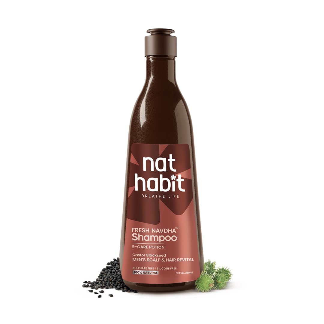 Nat Habit men's sulphate-free castor blackseed shampoo 250 ml bottle