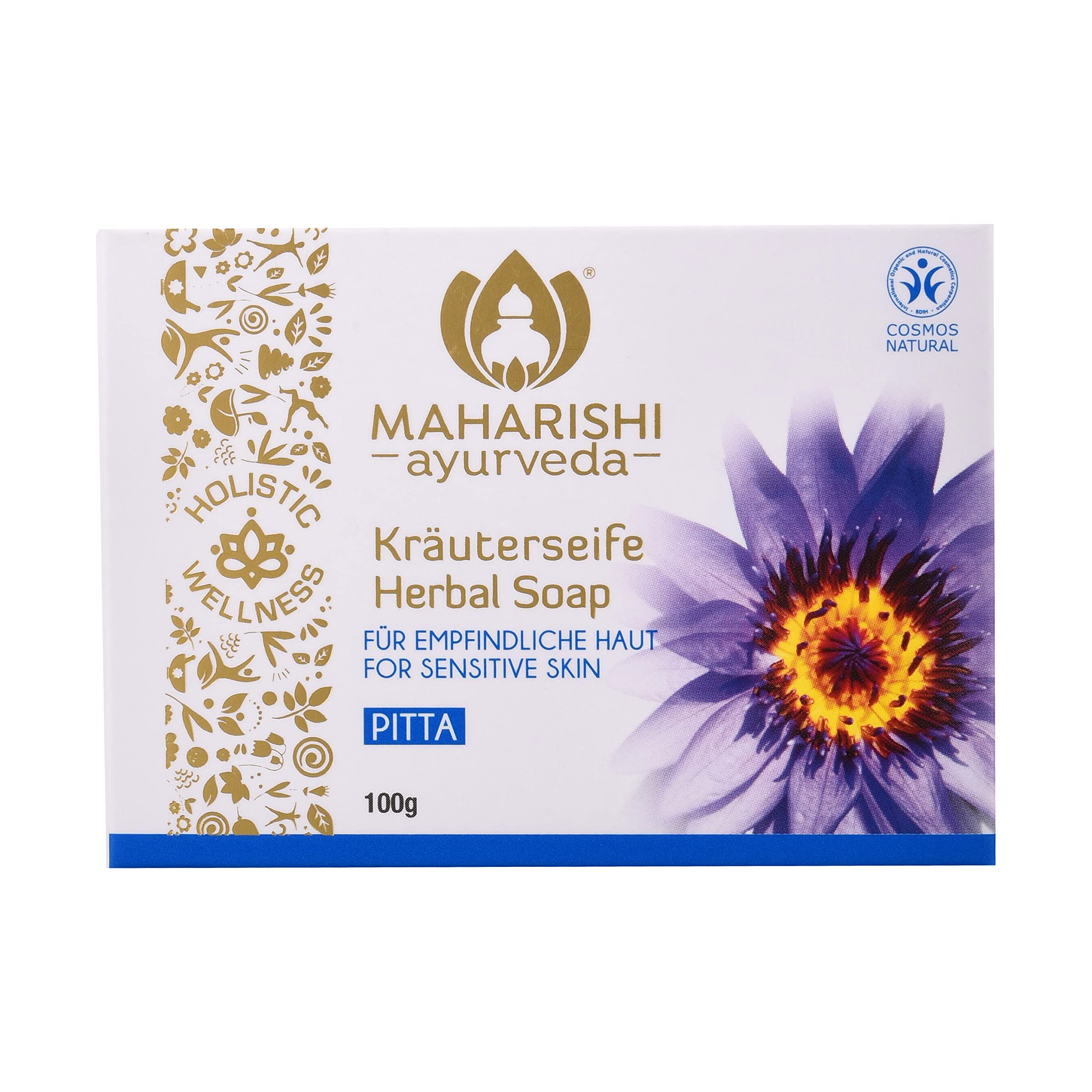 Single 100 g sandalwood soap bar in retail box