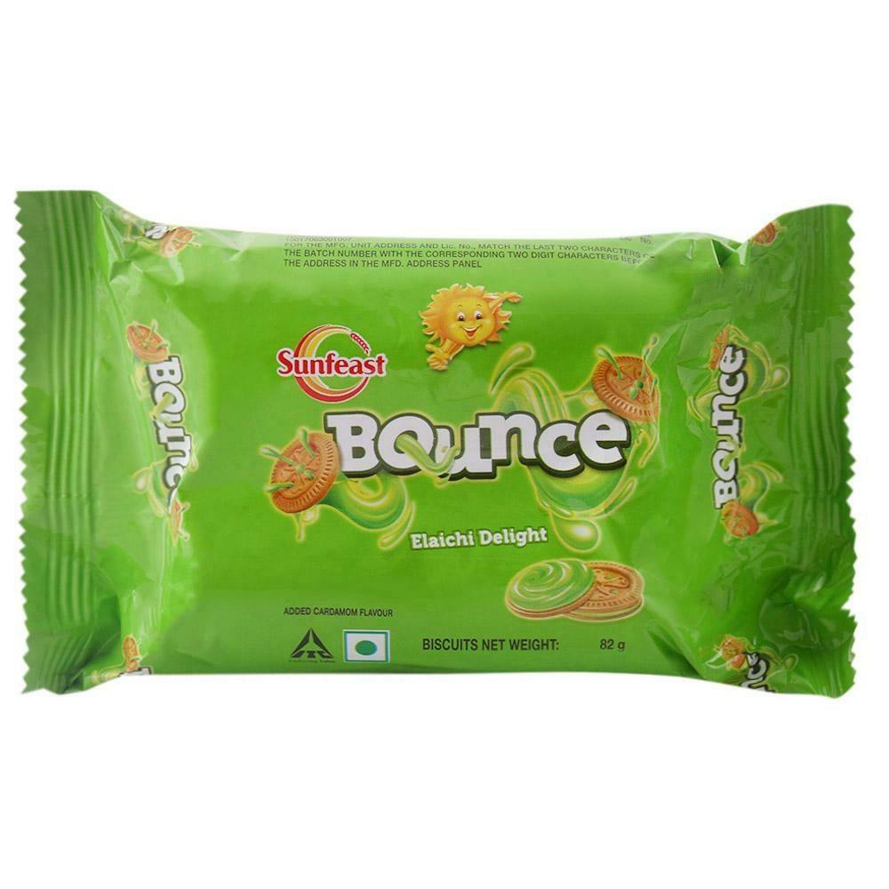 Front of Sunfeast Bounce elaichi creme biscuit pouch 58 g