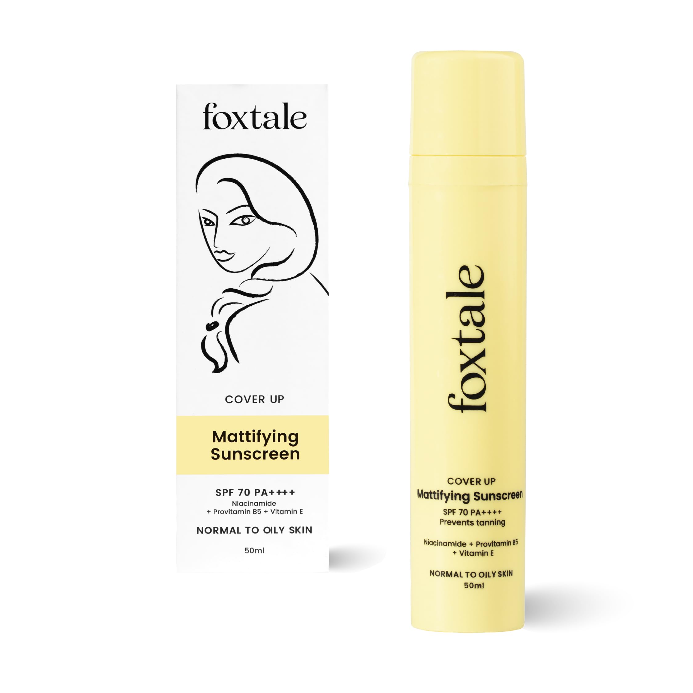 Foxtale matte sunscreen 50 ml tube with SPF 70 PA++++