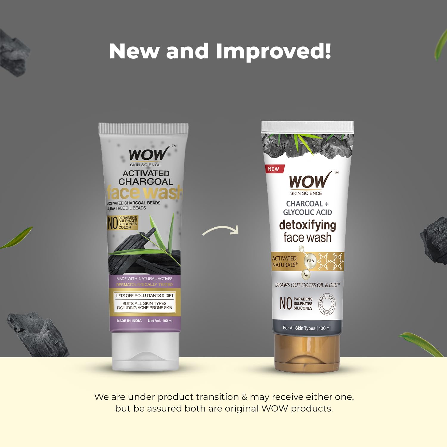 WOW Skin Science Wow Activated Charcoal Infused With Activated Charcoal Beads No Parabens & Sulphate Face Wash (100Ml) – view 2